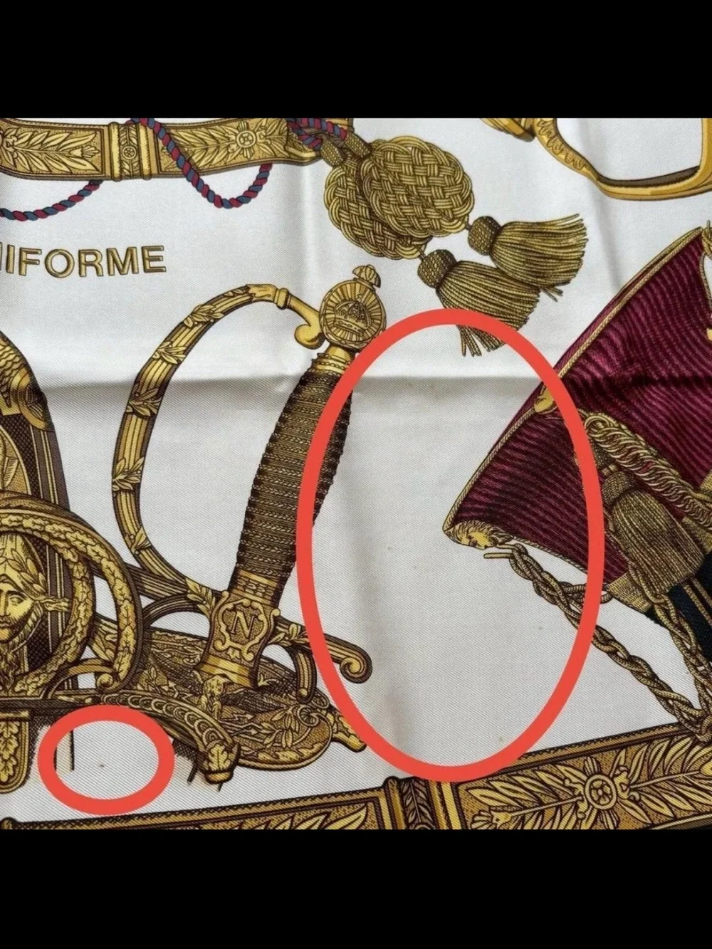 Hermes Navy, Gold & Cream Silk Scarf